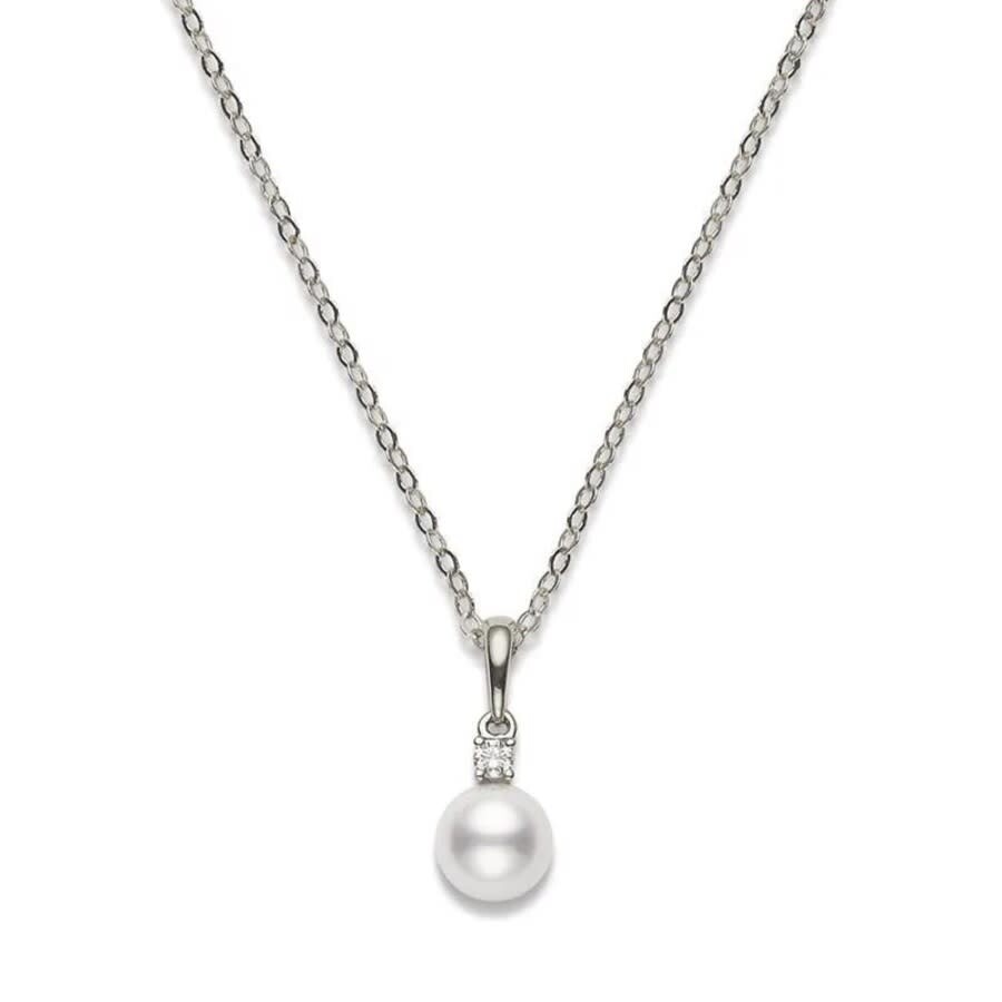 Mikimoto 8-8.5mm Akoya Cultured Pearl 0.10ct Of Diamonds 18k White Gold - Pps802dw In White