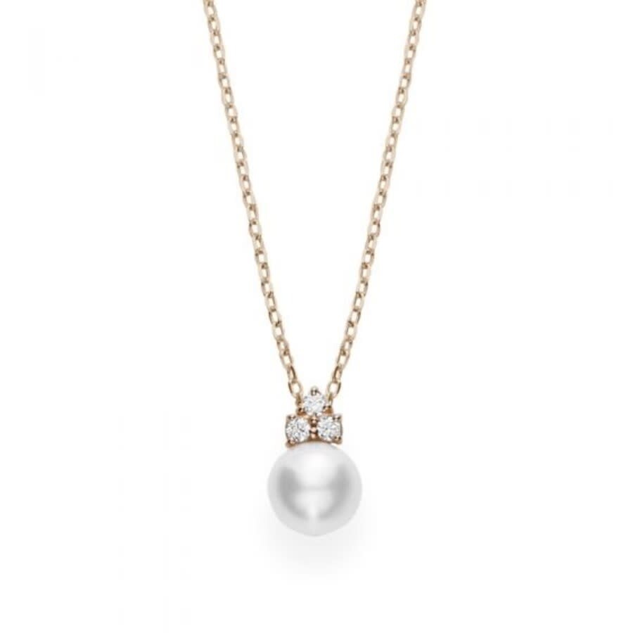 Mikimoto Akoya Cultured Pearl Pendant With Diamond Bail In Rose Gold In Pink/rose Gold Tone/gold Tone