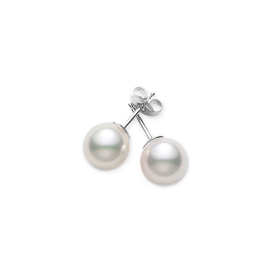 Mikimoto Akoya Pearl Stud Earrings With 18k White Gold 7-7.5m Aaa In White