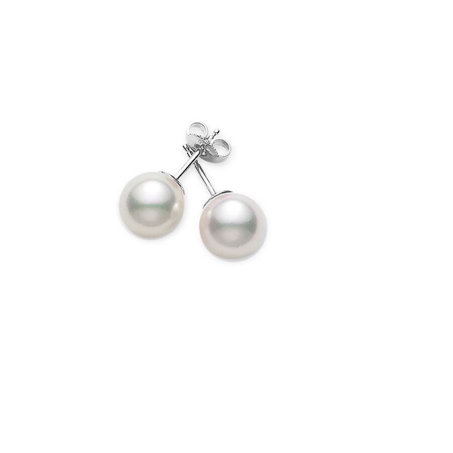 Mikimoto Akoya Pearl Stud Earrings with 18K White Gold 77.5mm AA