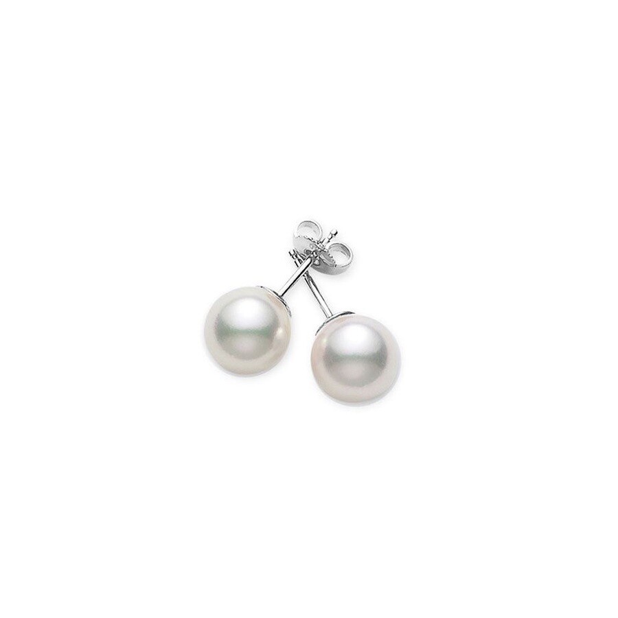 Shop Mikimoto Akoya Pearl Stud Earrings With 18k White Gold 8-8.5mm A Grade