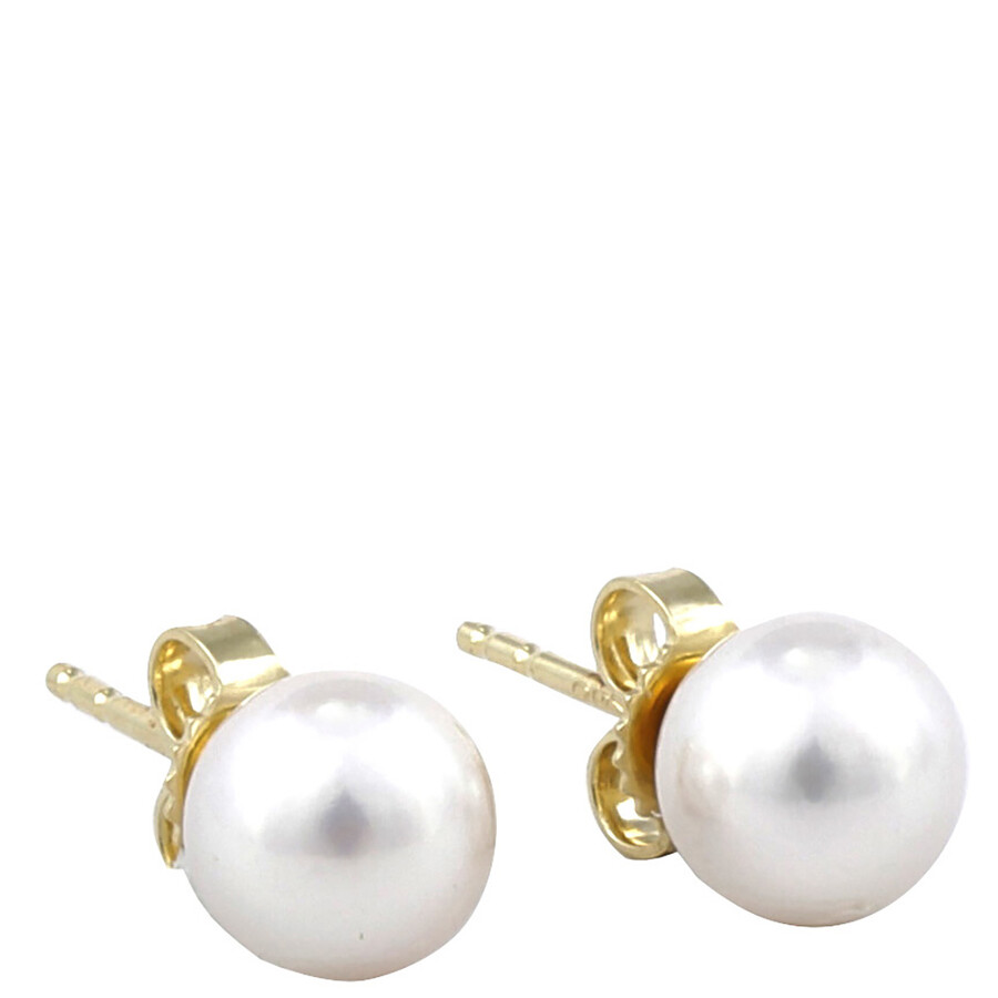 Mikimoto Akoya Pearl Stud Earrings With 18k Yellow Gold 7-7.5mm A In Yellow