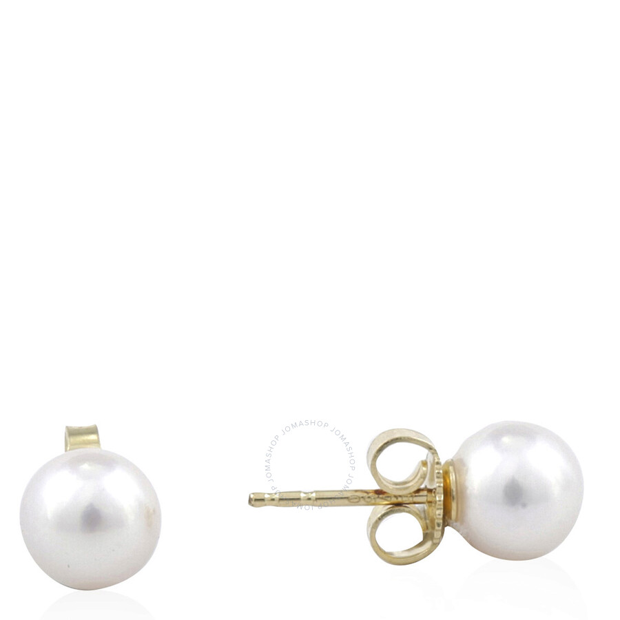 Mikimoto Akoya Pearl Stud Earrings With 18k Yellow Gold 7-7.5mm A In Yellow