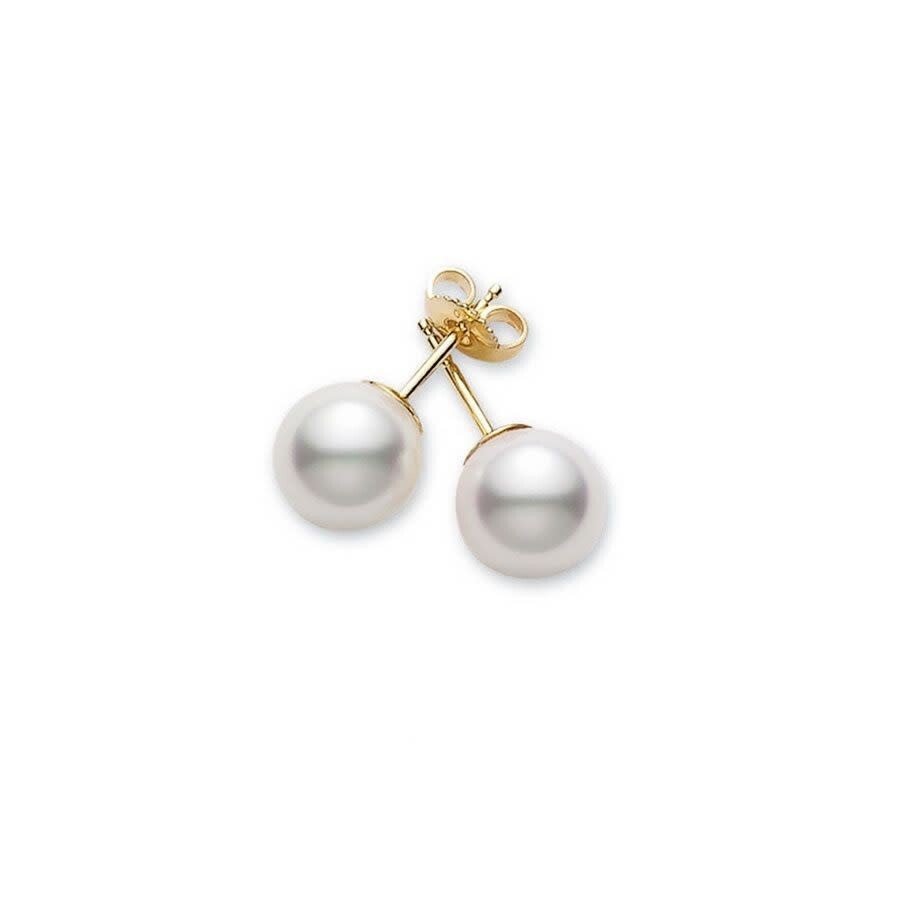Mikimoto Akoya Pearl Stud Earrings With 18k Yellow Gold 8-8.5mm A Grade In Yellow
