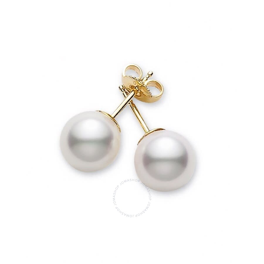 Mikimoto White Akoya 5-5.5mm A Pearl Studs - Pes501k In Yellow