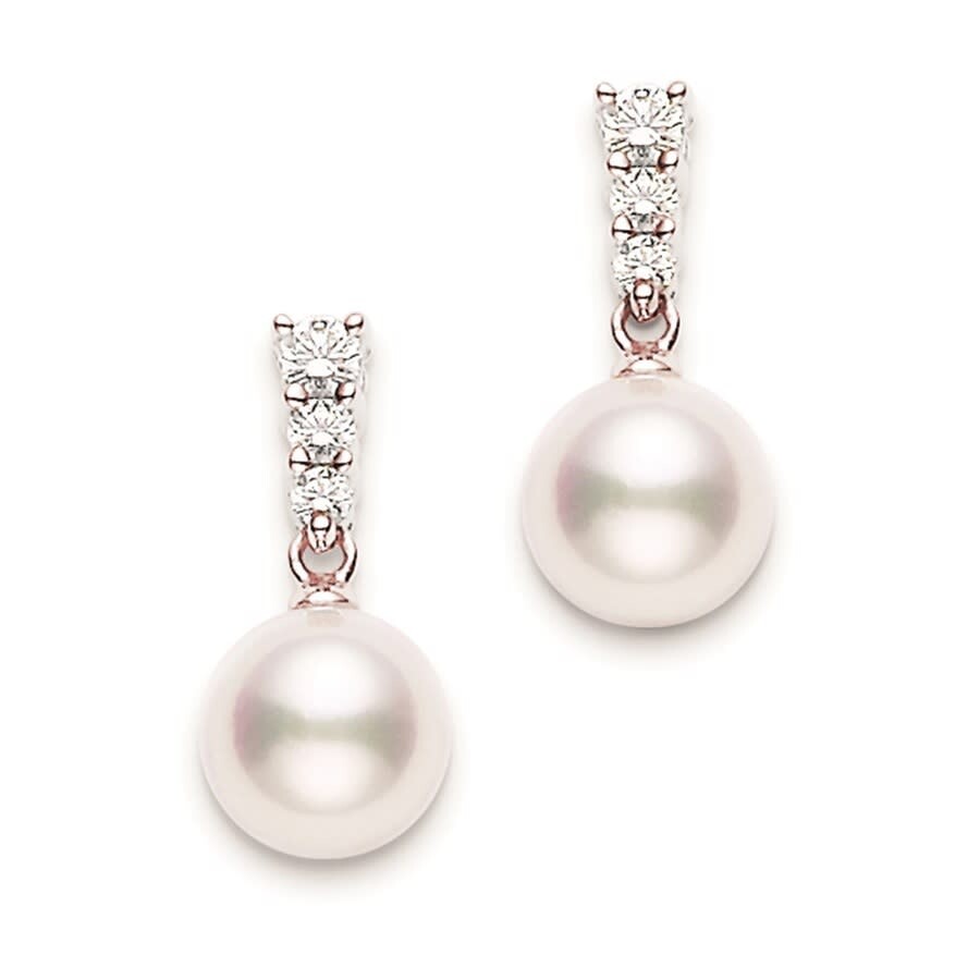 Mikimoto Morning Dew 8mm Akoya Cultured Pearl Earrings 18k Rose Gold In Rose Gold-tone