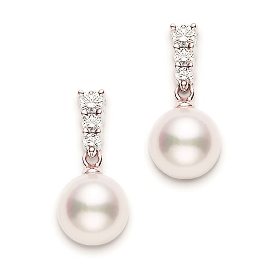 Shop Mikimoto Morning Dew 8mm Akoya Cultured Pearl Earrings  18k Rose Gold In Rose Gold-tone