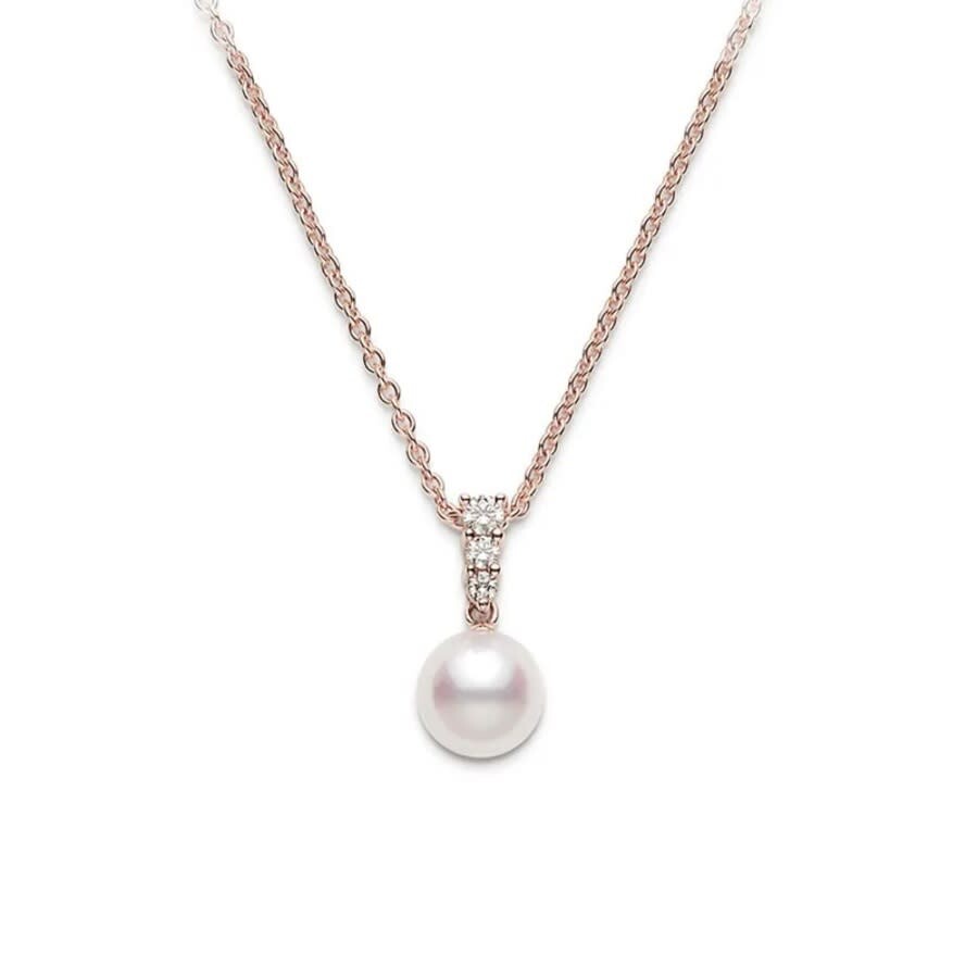 Mikimoto Morning Dew Akoya Cultured 8mm Pearl Pendant  18k Pink Gold In Rose Gold-tone
