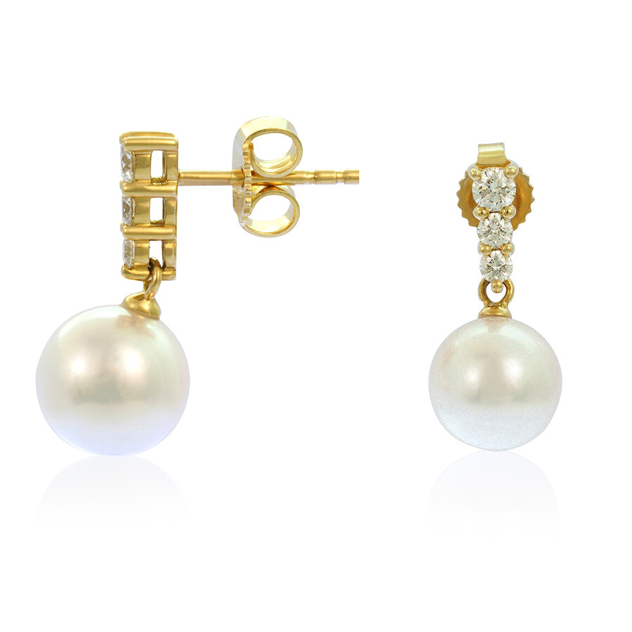 Shop Mikimoto Morning Dew Akoya Cultured Pearl Earrings 18 Karat Yellow Gold Pea642dk