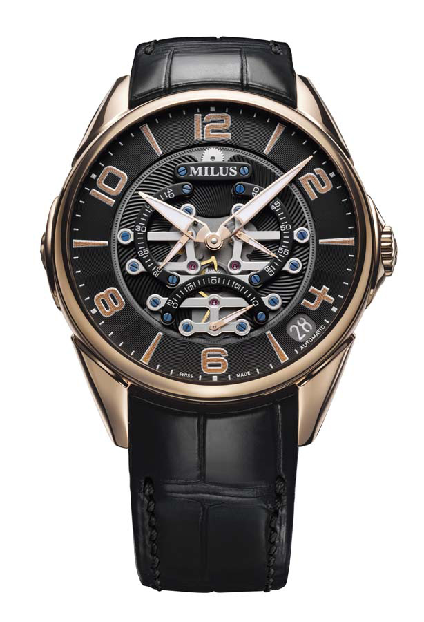 Milus Tirion TriRetrograde 18kt Rose Gold Automatic Black Dial Men s 