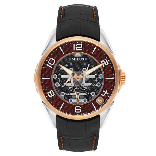 Milus Tirion TriRetrograde Automatic Red Dial Men s Watch TIRI021 