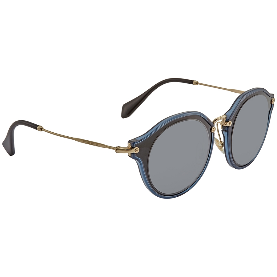 Miu Miu Round Sunglasses SMU51SS 1AB9K1 49 Miu Miu Black Round Metal Sunglasses MU51SS-1AB9K1-49  main image 3