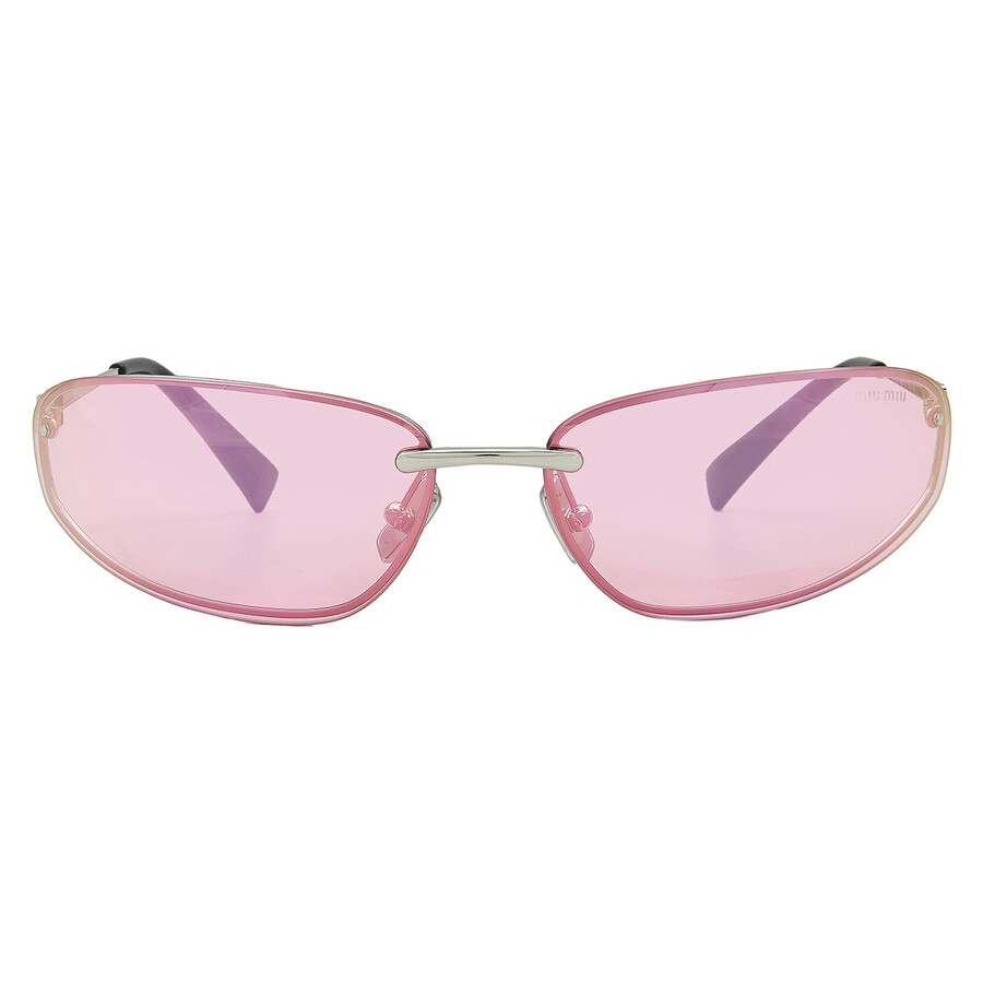 Miu Miu Pink Mirror Lilac Wrap Ladies Sunglasses Mu A50s 1bc70j 68 In Metallic