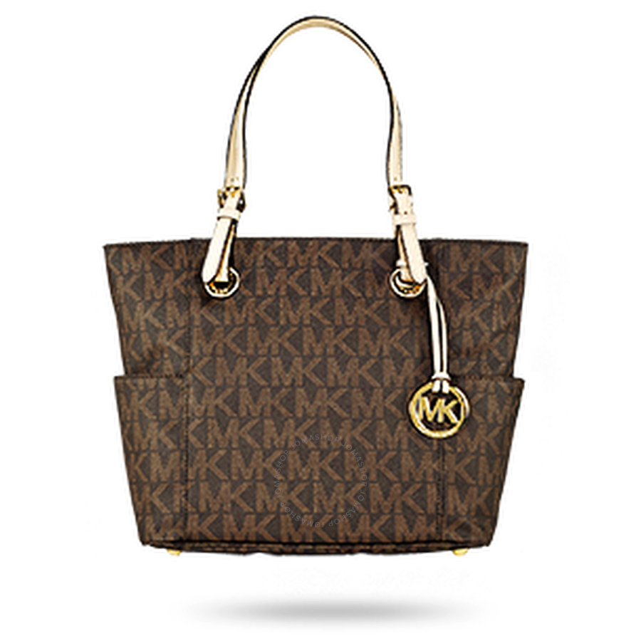 Michael Kors Jet Set Signature Logo Tote Bag - Brown - Jet Set ...