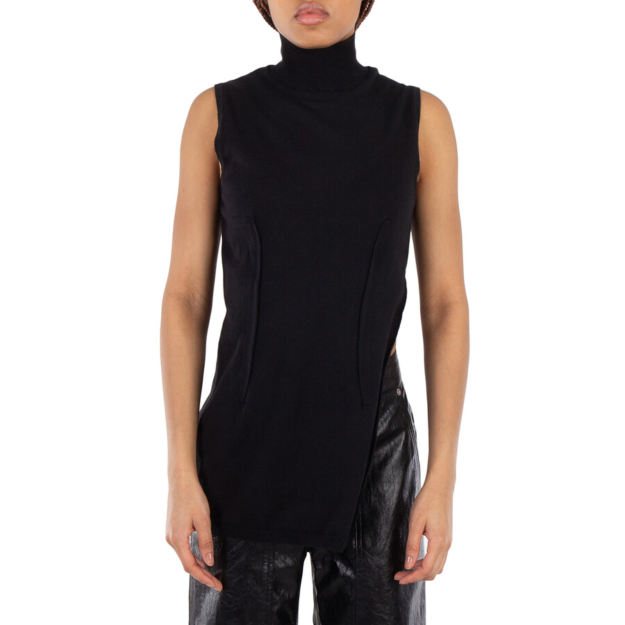 Asymmetric Turtleneck Sleeveless Top