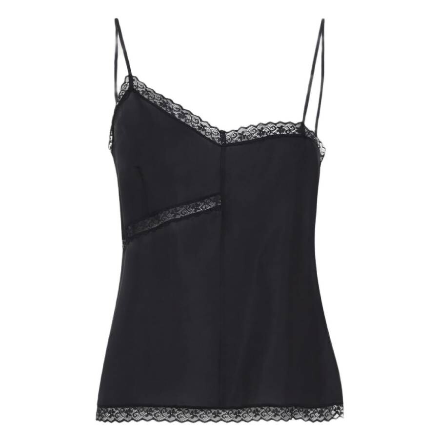 Lace-Trimmed Silk Top