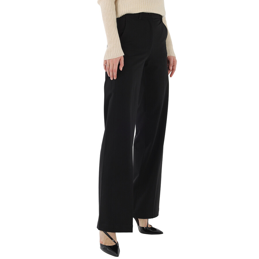 Shop Mm6 Maison Margiela Mm6 Ladies Black Wide-leg Tailored Trousers