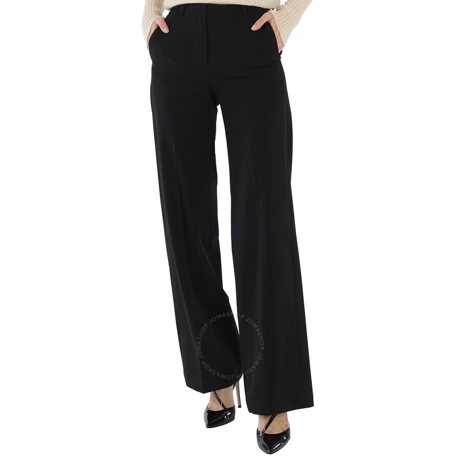 Shop Mm6 Maison Margiela Mm6 Ladies Black Wide-leg Tailored Trousers