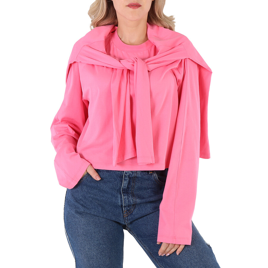 Mm6 Maison Margiela Mm6 Ladies Neon Pink Draped Split-Sleeve