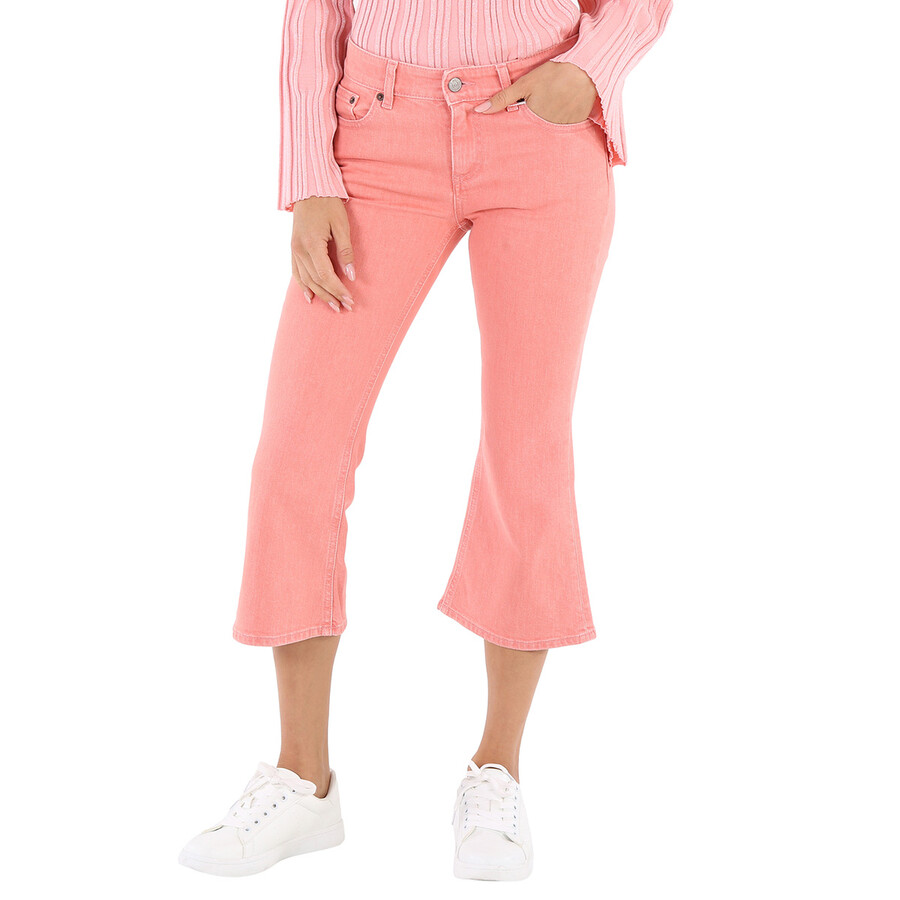 Mm6 Ladies Pink Flared Cropped Jeans
