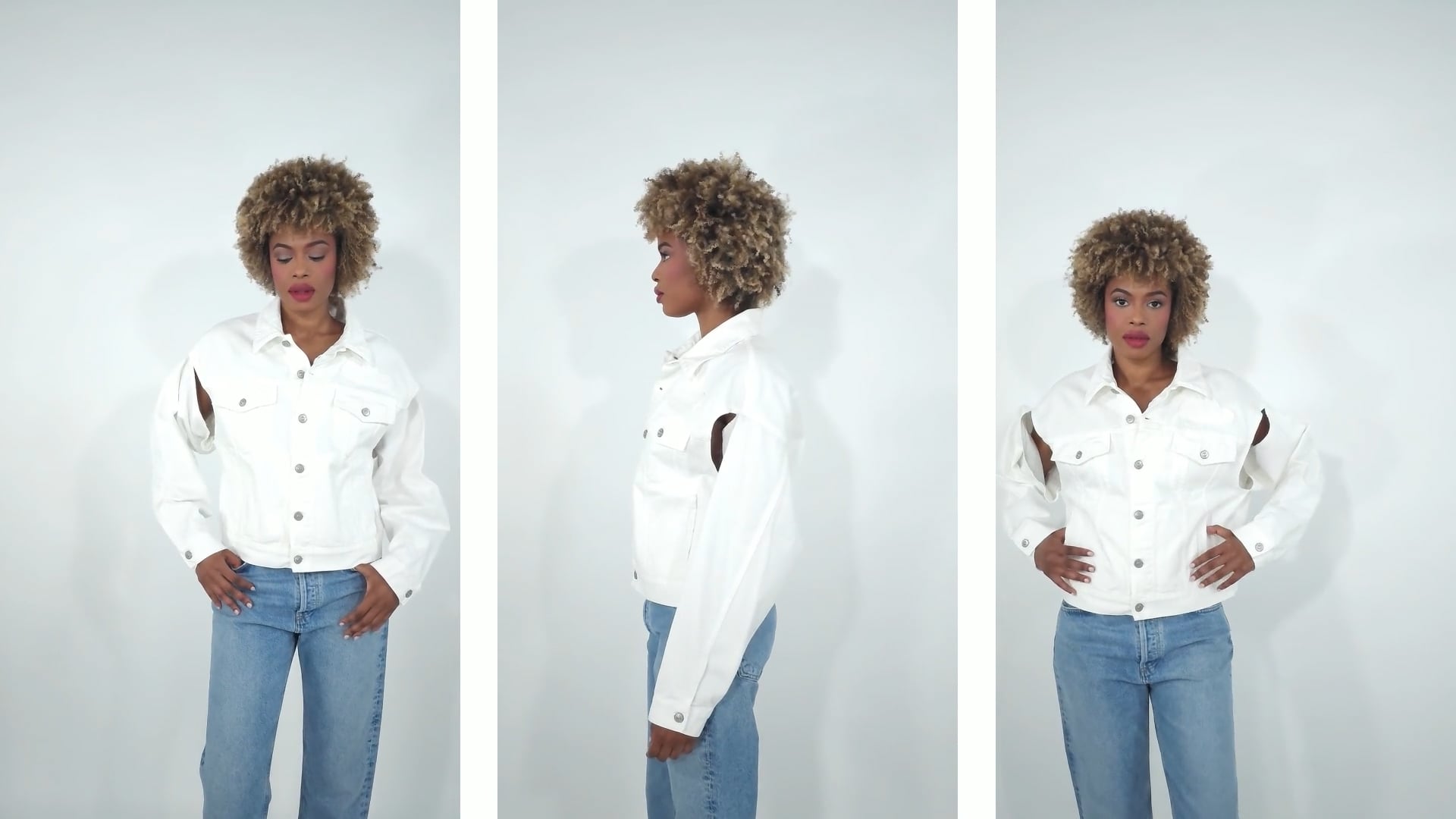 MM6 Maison Margiela MM6 Ladies White Cut-out Detail Denim Jacket