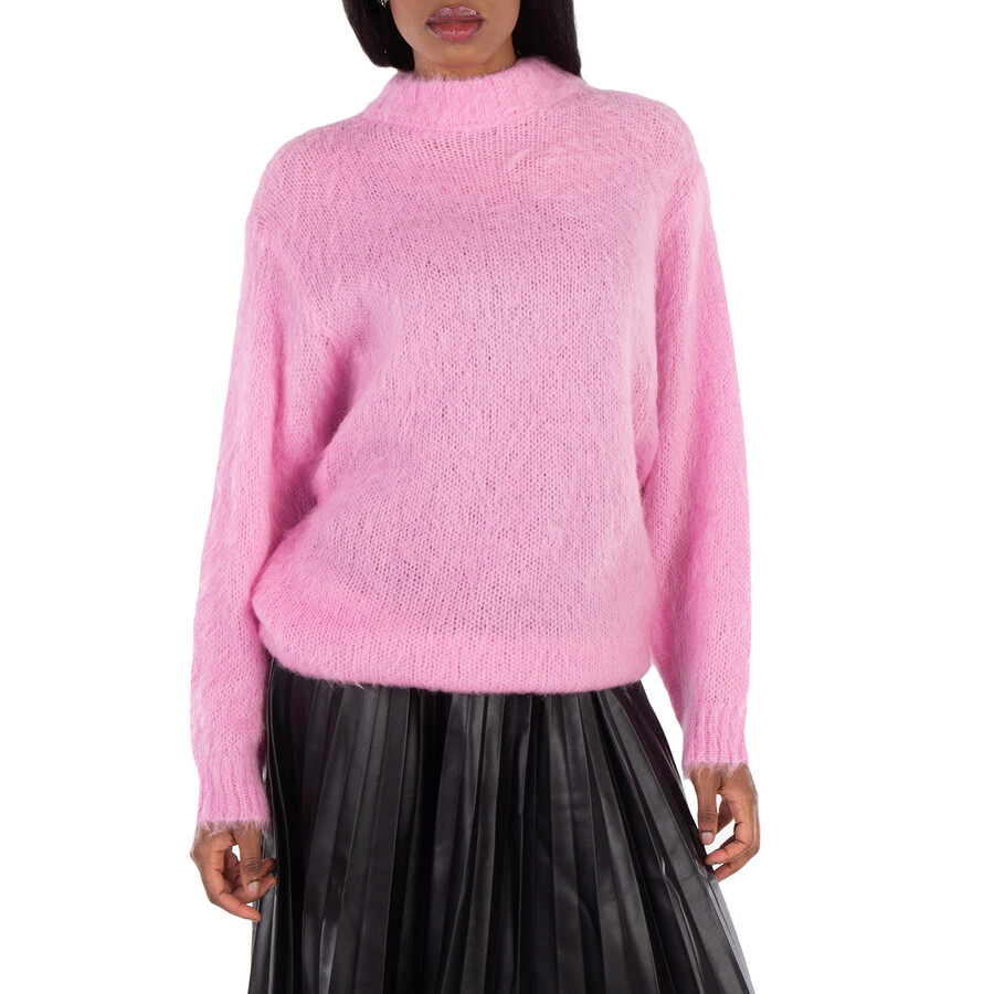 Mm6 Maison Margiela Mm6 Loose Knit Round Neck Sweater In Pink