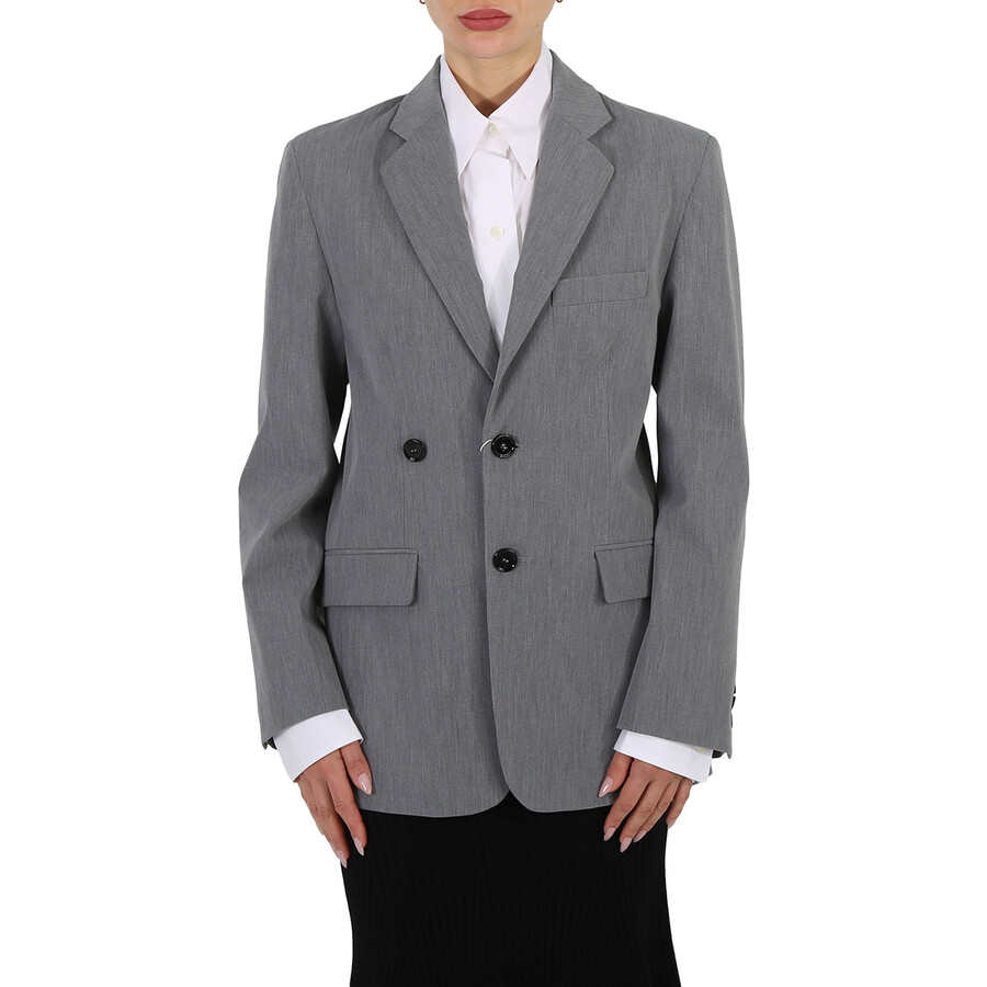 Shop Mm6 Maison Margiela Grey Melange Single-breasted Boxy Blazer