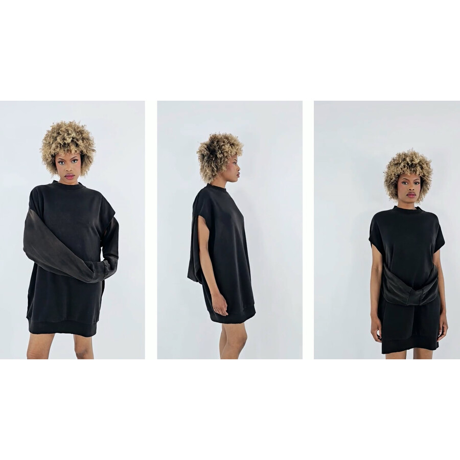 Mm6 Maison Margiela Ladies Black Cut-Out Sleeve Sweatshirt Dress