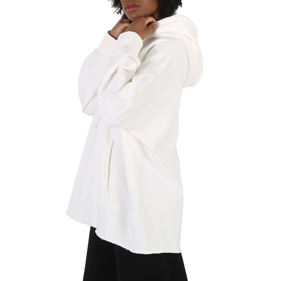 Mm6 Maison Margiela Ladies Off White Oversize Fit Cotton Hoodie In White