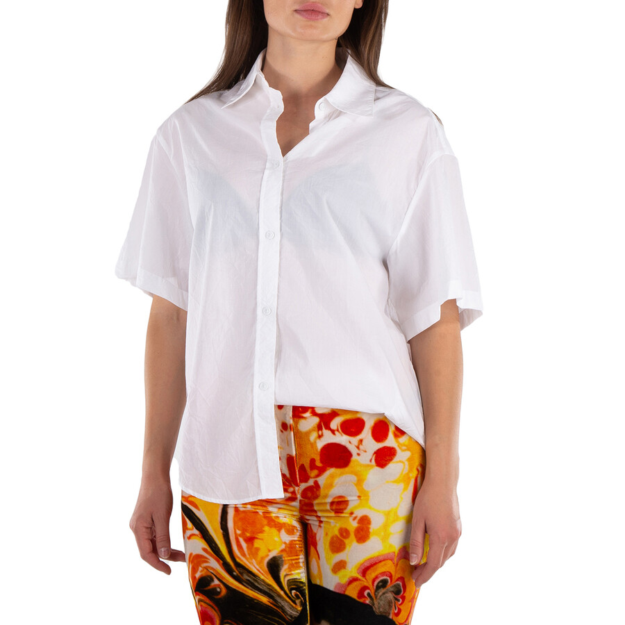 MM6  Maison Margiela Ladies White Short-Sleeve Cotton Shirt