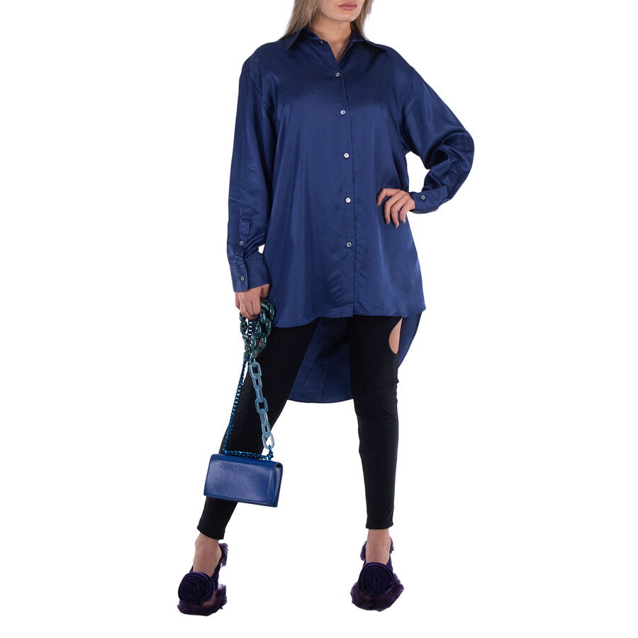 Oversized Satin Cut-Out Shirt