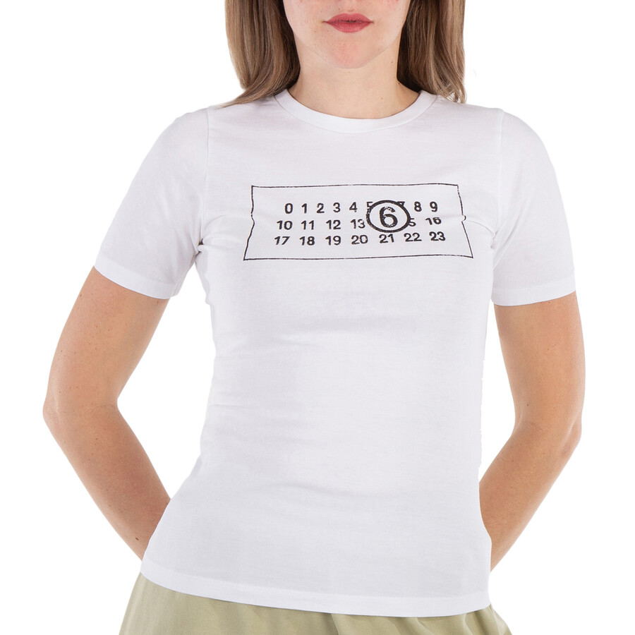 Numbers Logo Closed Neck Cotton T-Shirt, Size Small
