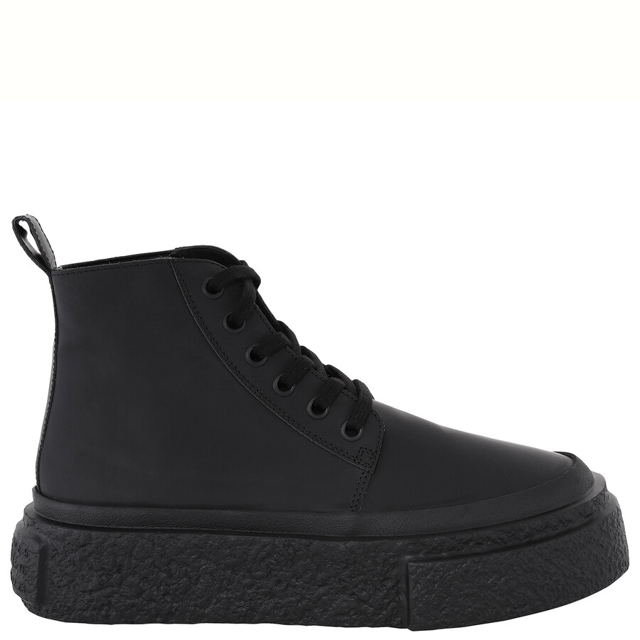 Mm6 Maison Margiela Mm6 Oversized Sole High-top Leather Sneakers In Black
