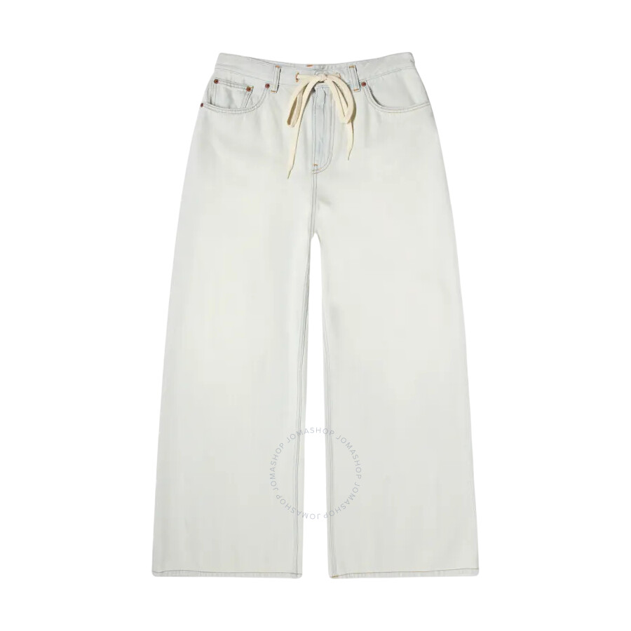 Mm6 Maison Margiela Mm6 Wide-leg Drawstring Cotton Jeans In Blue