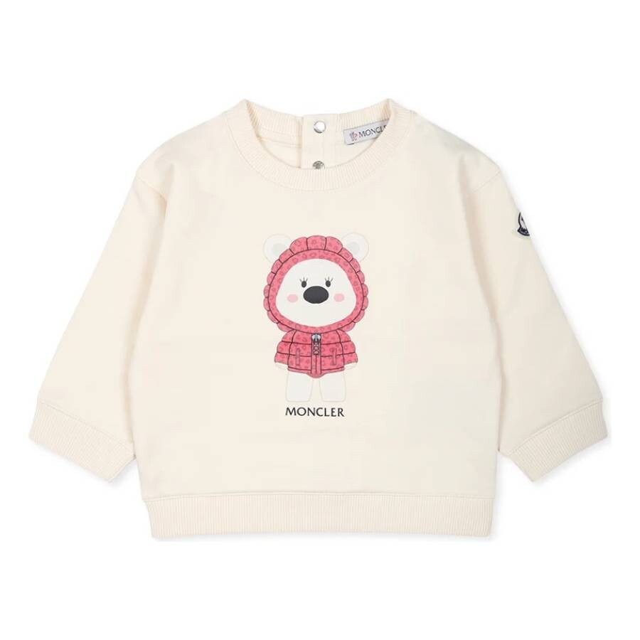 Moncler Baby Girl Ivory Bear Logo Sweatshirt In White