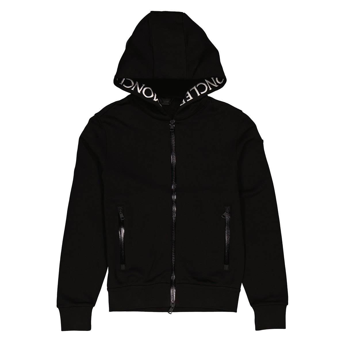Moncler Black Logo Zip-Up Maglia Hoodie, Size Small H20938G00034