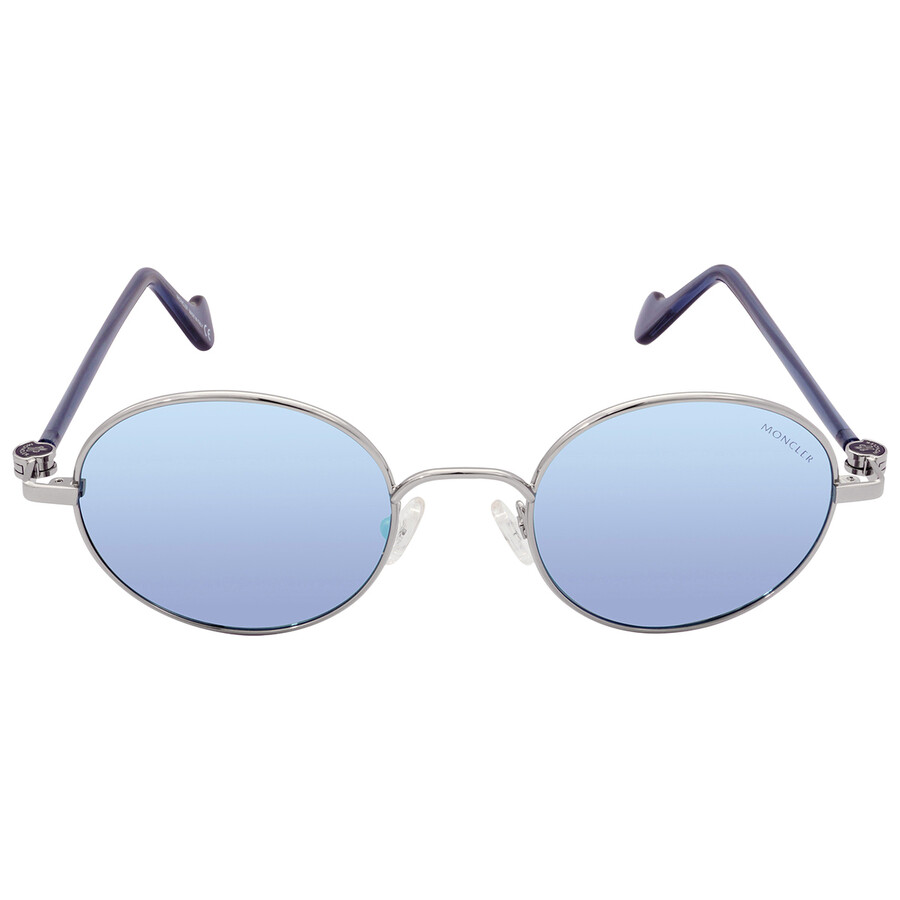 サングラス Moncler Sunglasses ML0057 14X Mirror l Blue Moncler Blue Round Unisex Sunglasses ML0057 14X 49