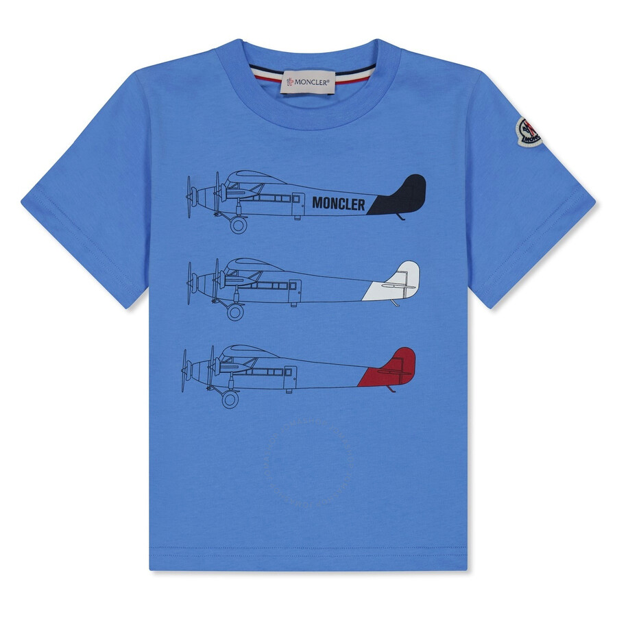 Moncler Kids Logo-print Short-sleeve T-shirt In Blue