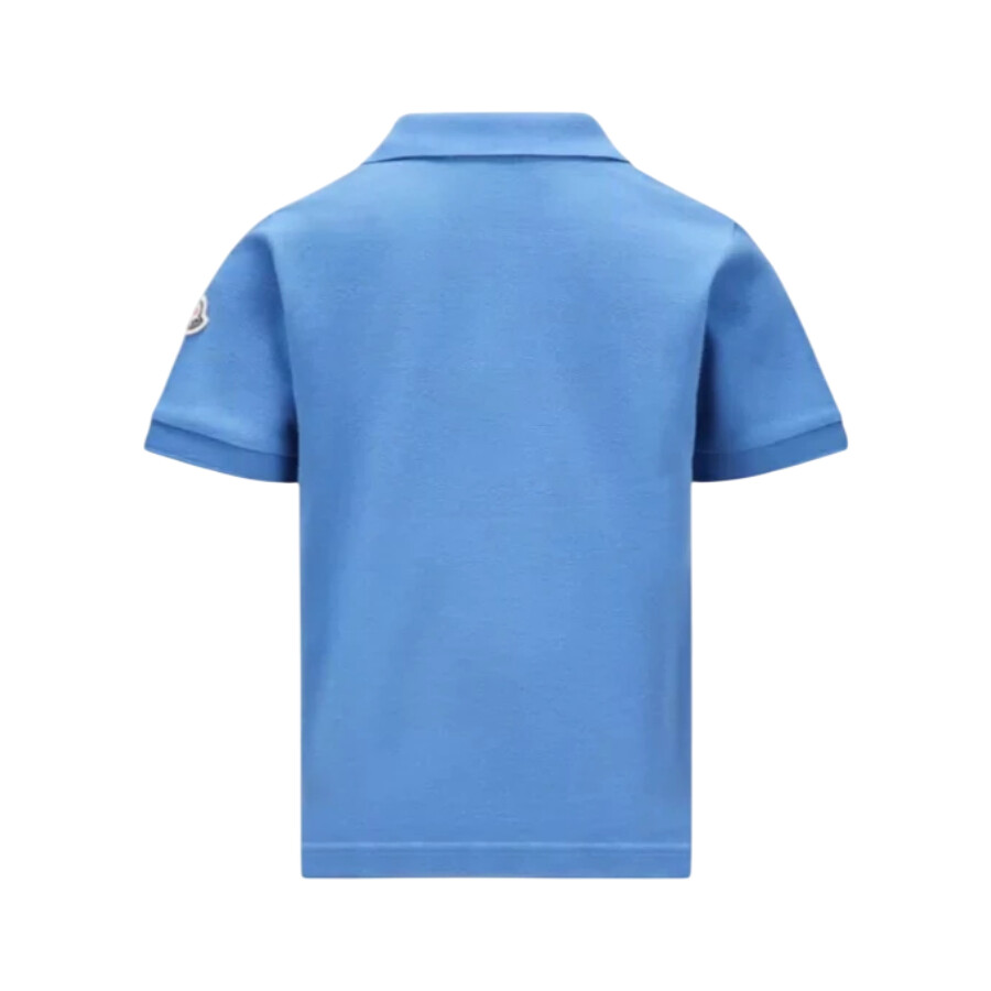 Moncler Boys Logo Applique Cotton Polo Shirt In Blue