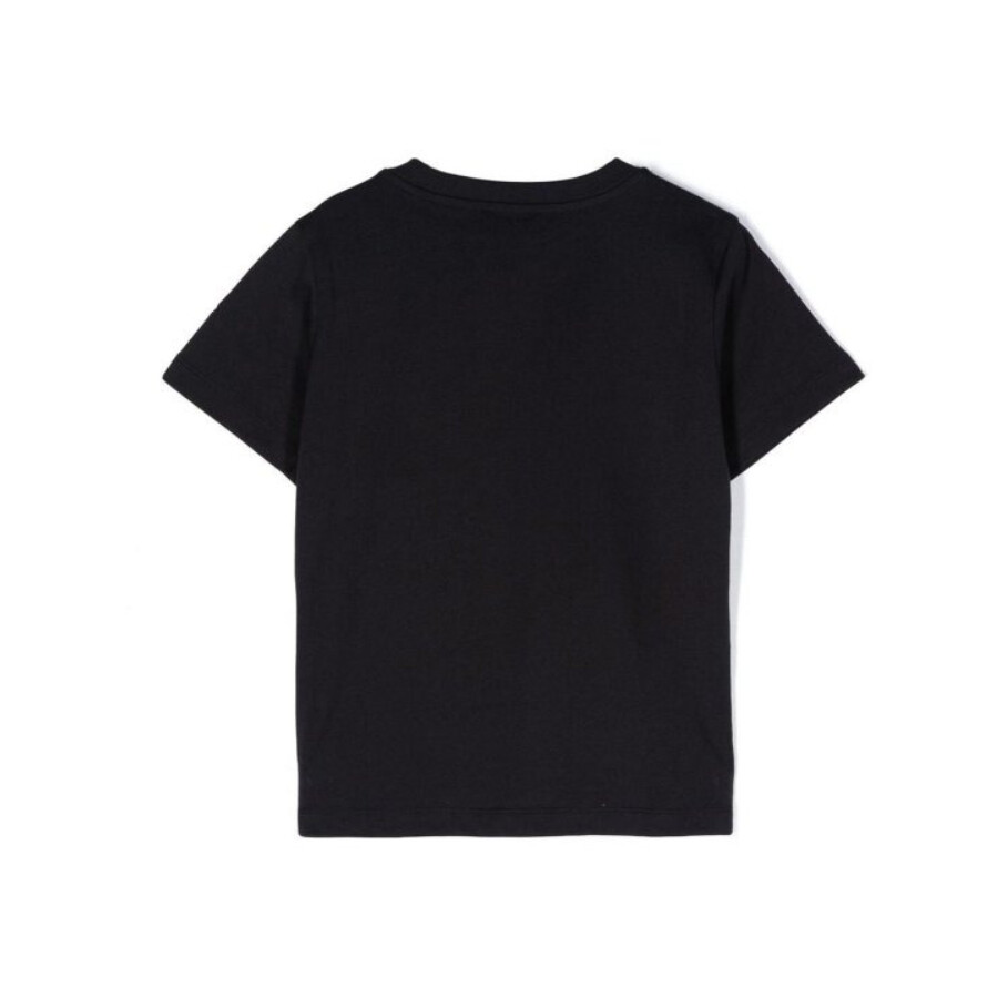 Moncler Boys Logo Print Cotton T-shirt In Black