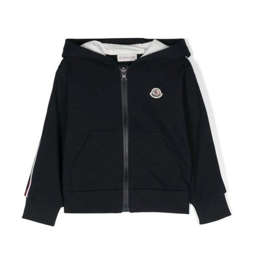 Boys Logo-Applique Striped Zipped Cotton Hoodie