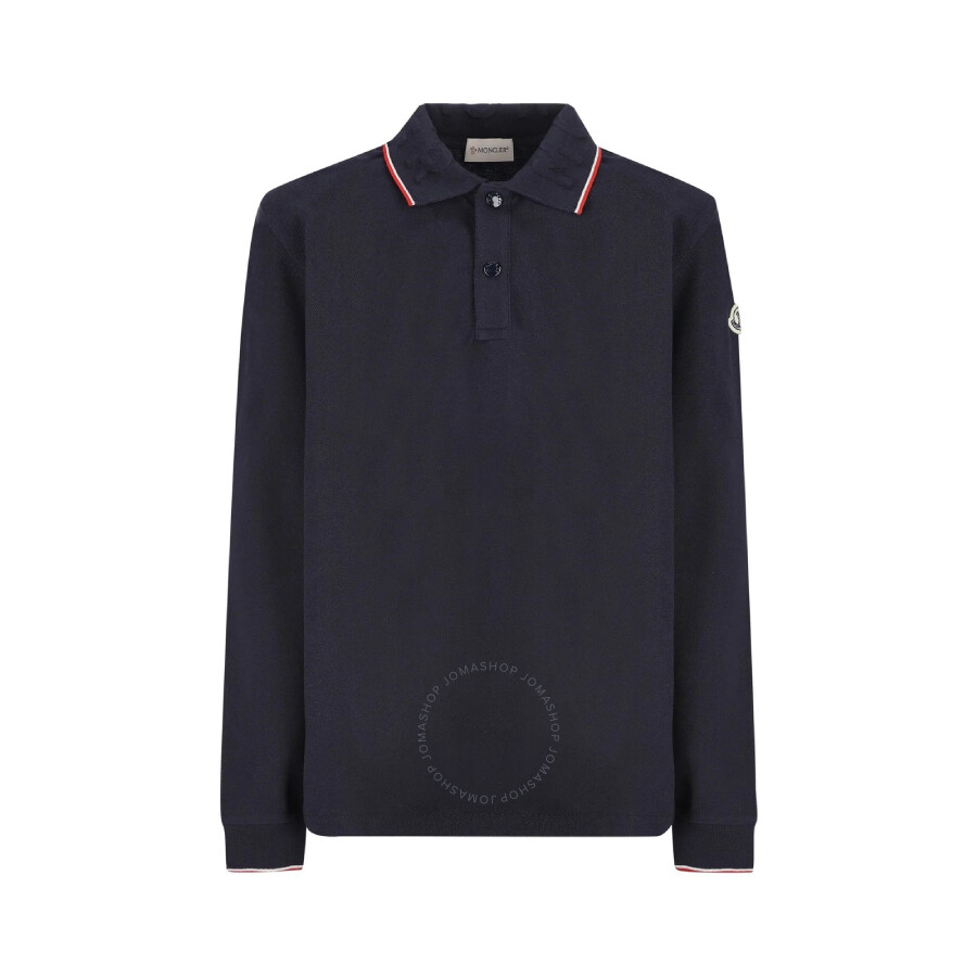 Moncler Boys Logo-patch Polo Shirt In Blue