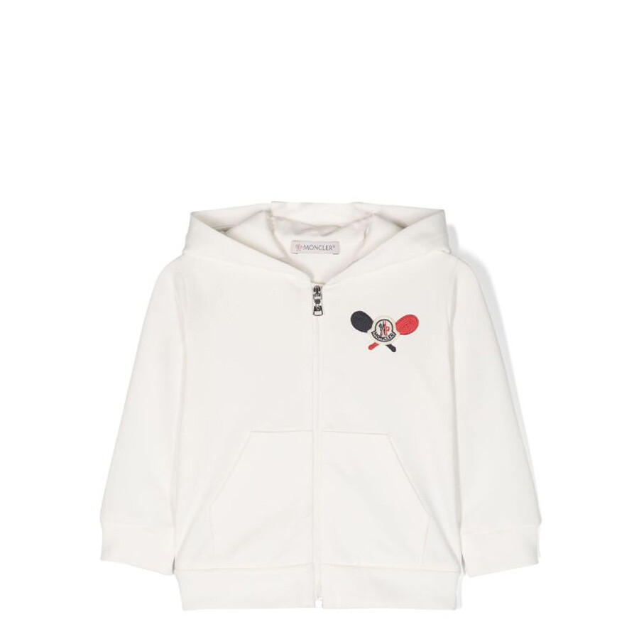 Moncler Cotton Blend Zip-up Hoodie In Beige
