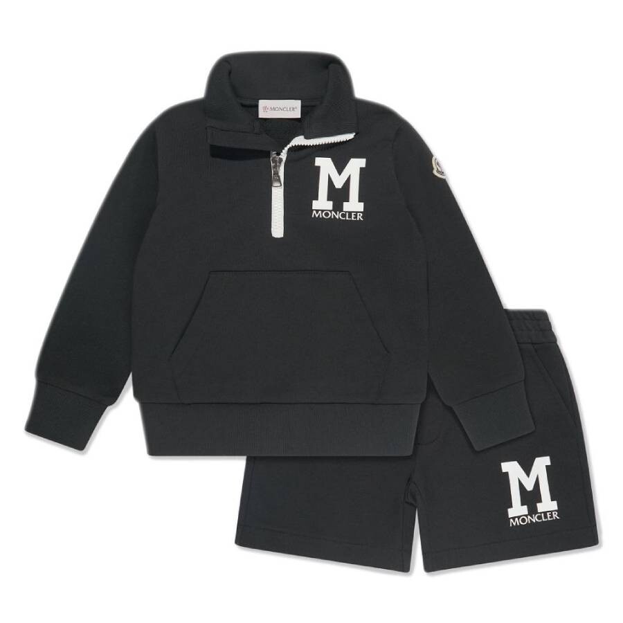 Moncler Boys Monogram Tracksuit Set In Black