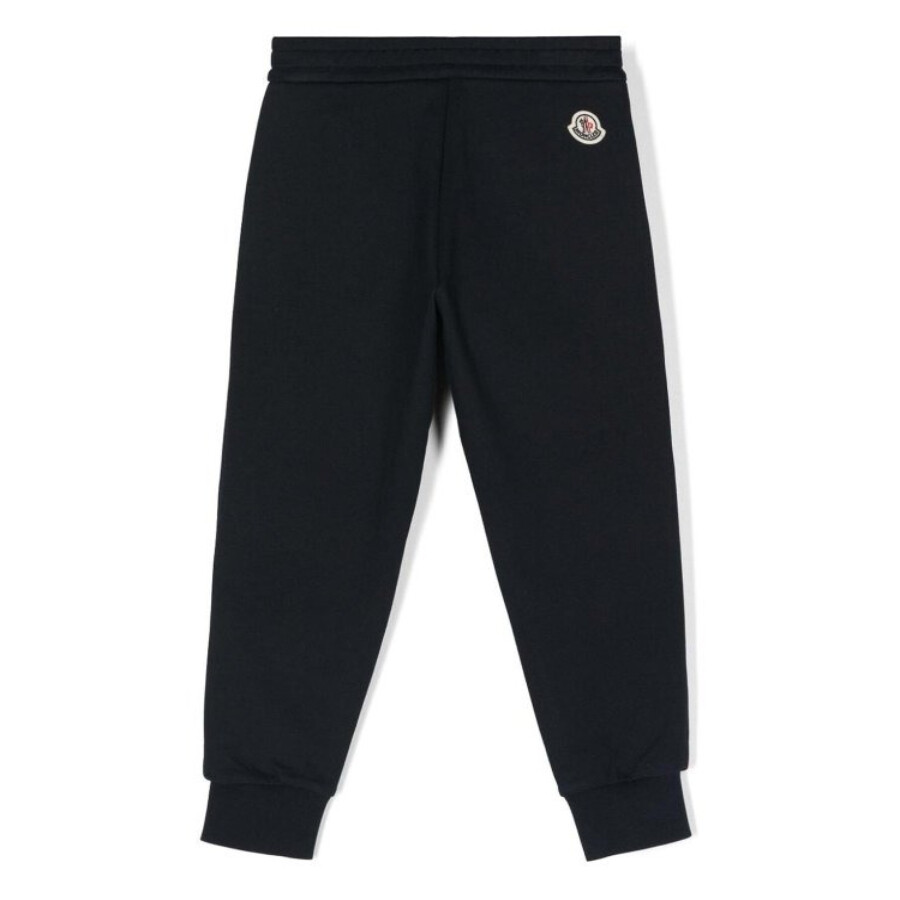 Moncler Boys Striped Cotton Track Pants In Black