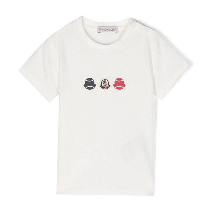 Moncler Printed And Patch Logo T-shirt In Beige