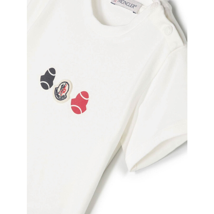 Moncler Printed And Patch Logo T-shirt In Beige