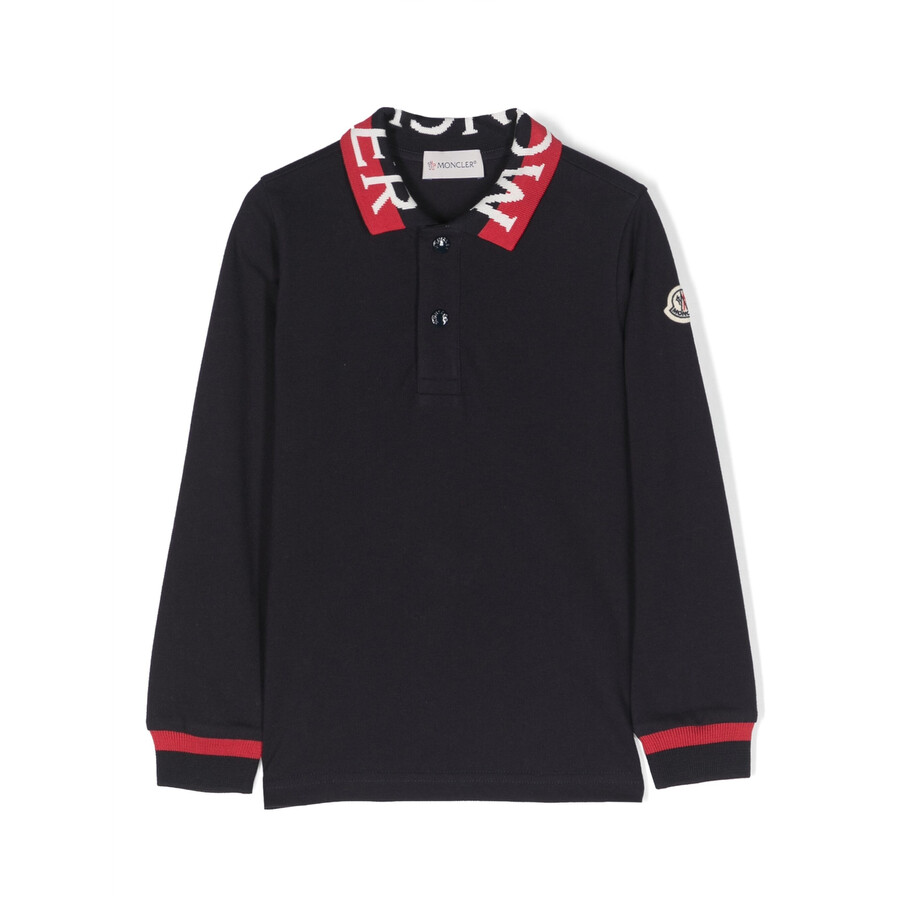 Moncler Cotton Polo Shirt In Blue