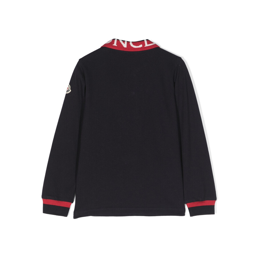 Moncler Cotton Polo Shirt In Blue