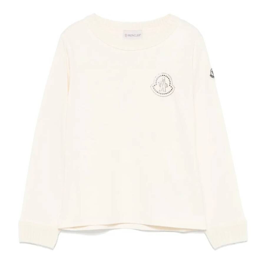 Moncler Enfant Wool Logo Patch Crewneck T-shirt In White